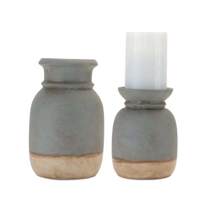 Dual-Tone Ceramic Candle Holder (Set of 2) Thumbnail