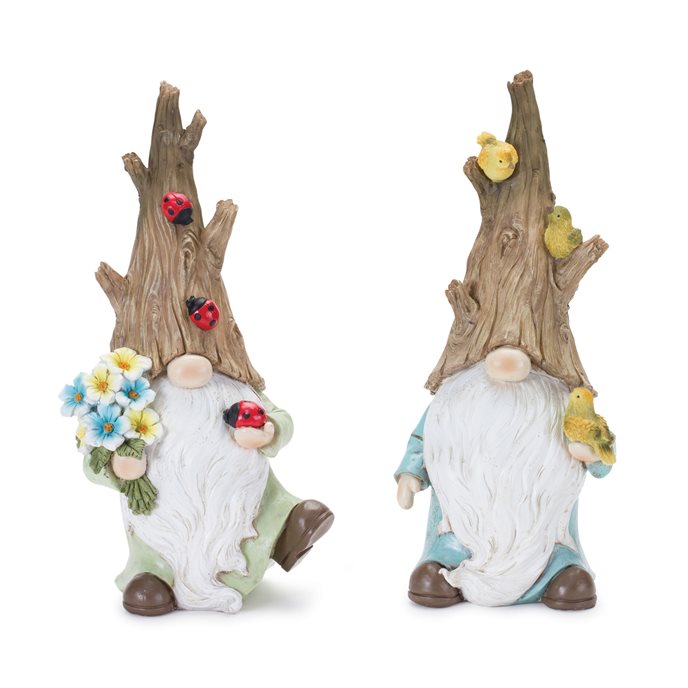 Tree Trunk Gnome Figurine (Set of 2) Thumbnail