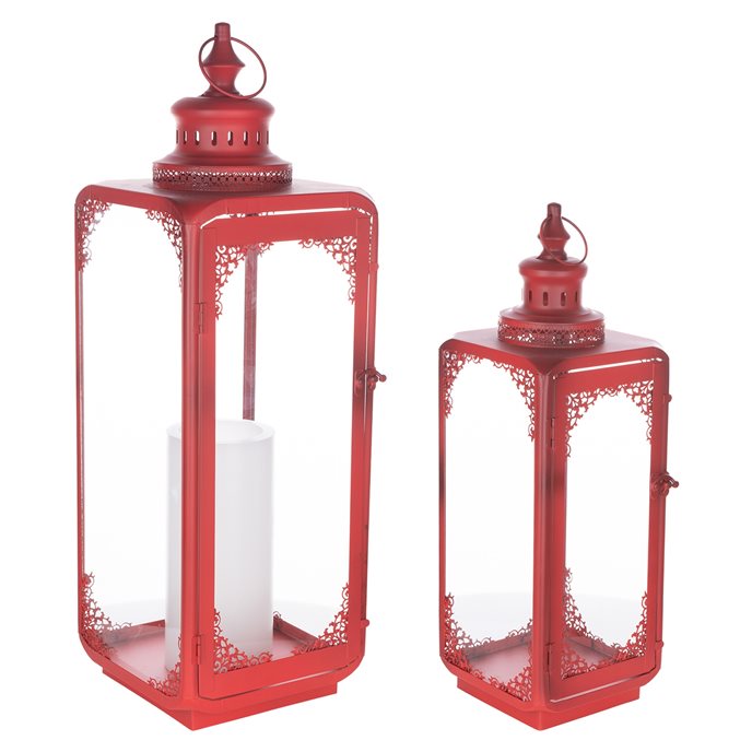 Ornate Curved Metal Lantern (Set of 2) Thumbnail