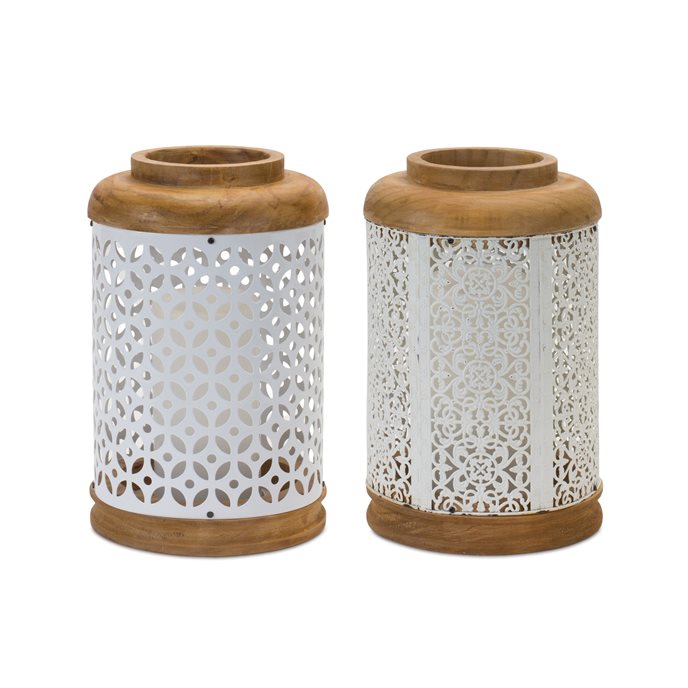 Geometric Punched Metal Lantern (Set of 2) Thumbnail