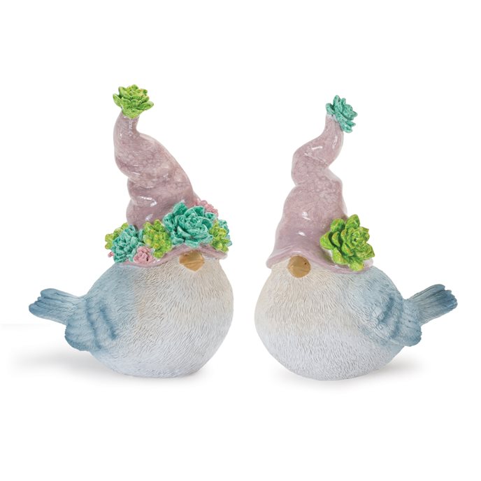 Succulent Bird Gnome Figurine (Set of 2) Thumbnail