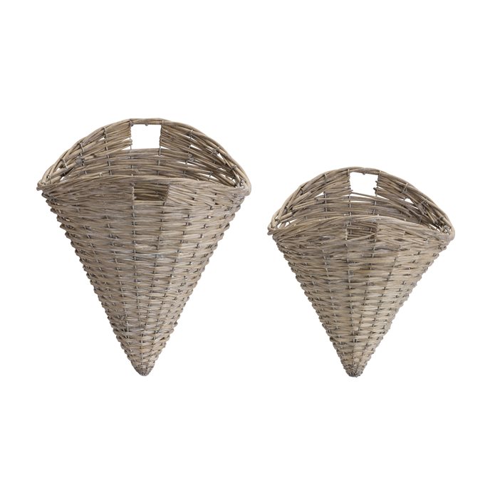 Grey Woven Willow Wall Basket (Set of 2) Thumbnail