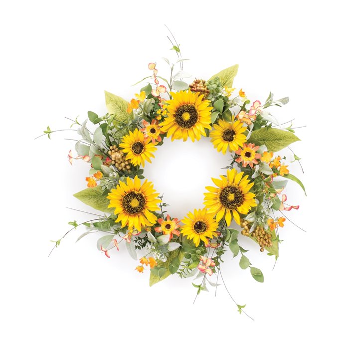 Mixed Sunflower Floral Wreath 23"D Thumbnail