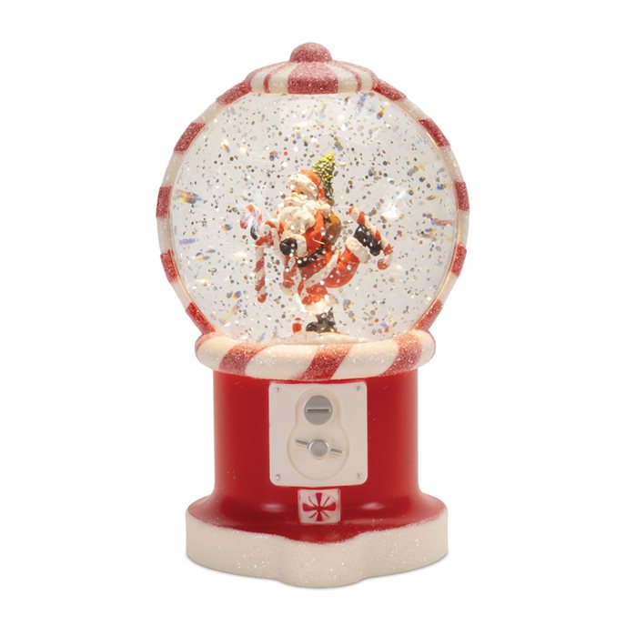 LED Snow Globe Gumball Machine with Peppermint Santa 7.75"H Thumbnail