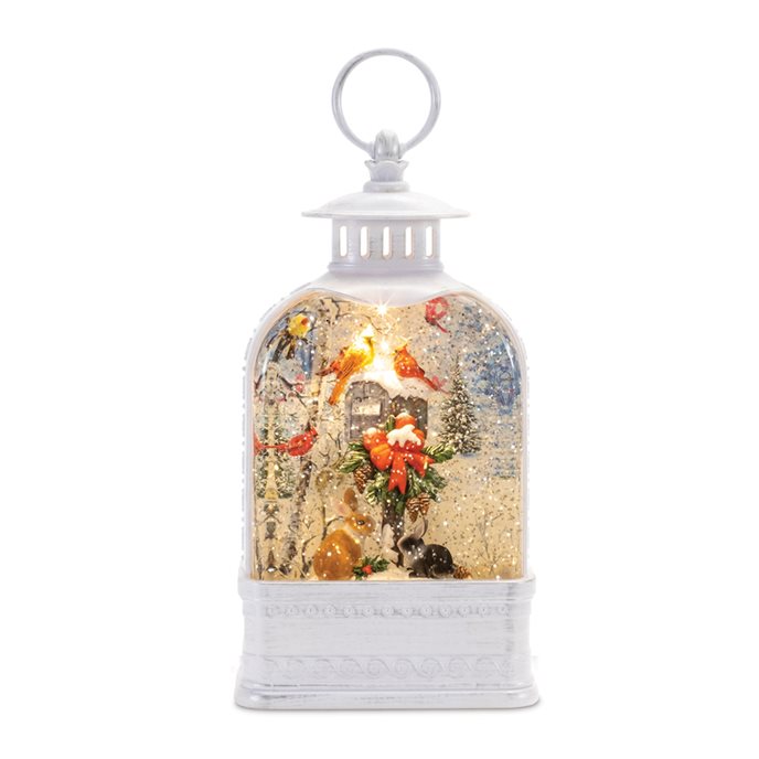 LED Snow Globe Lantern with Woodland Animals 9.75"H Thumbnail