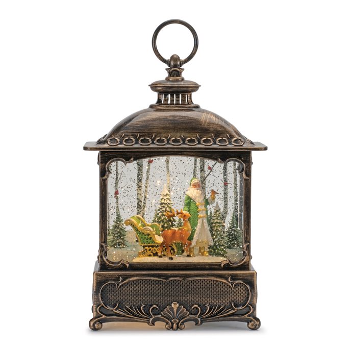 LED Snow Globe Lantern with Santa and Woodland Animals 10.5"H Thumbnail