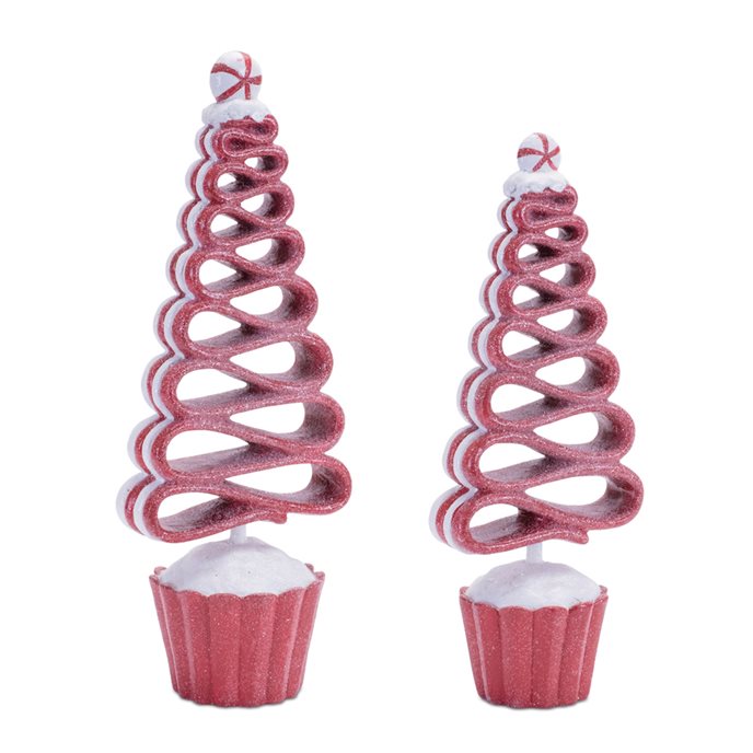 Glittered Ribbon Candy Tree (Set of 2) Thumbnail