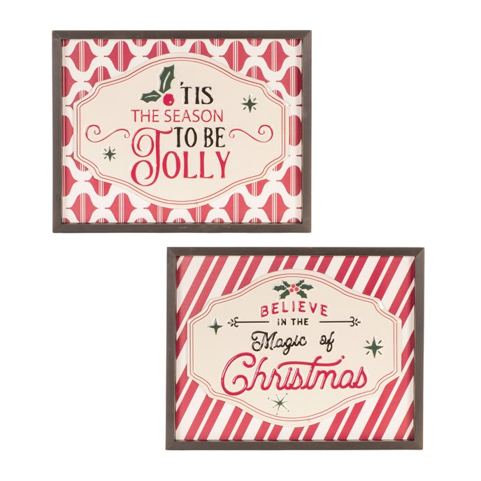 Framed Metal Jolly Christmas Sign (Set of 2) Thumbnail