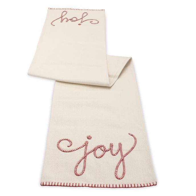 Embroidered Joy Holiday Table Runner 72"L Thumbnail