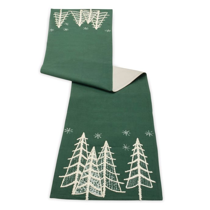 Embroidered Pine Tree Table Runner 72"L Thumbnail