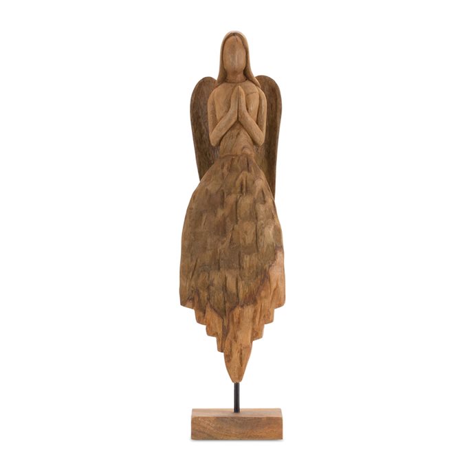 Carved Mango Wood Angel with Stand 22.5"H Thumbnail