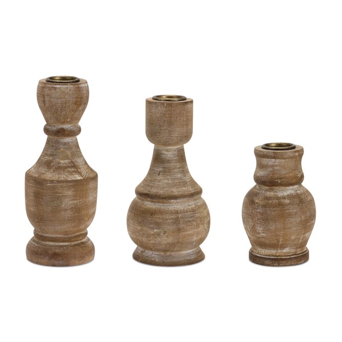 Fir Wood Taper Candle Holder (Set of 2) Thumbnail