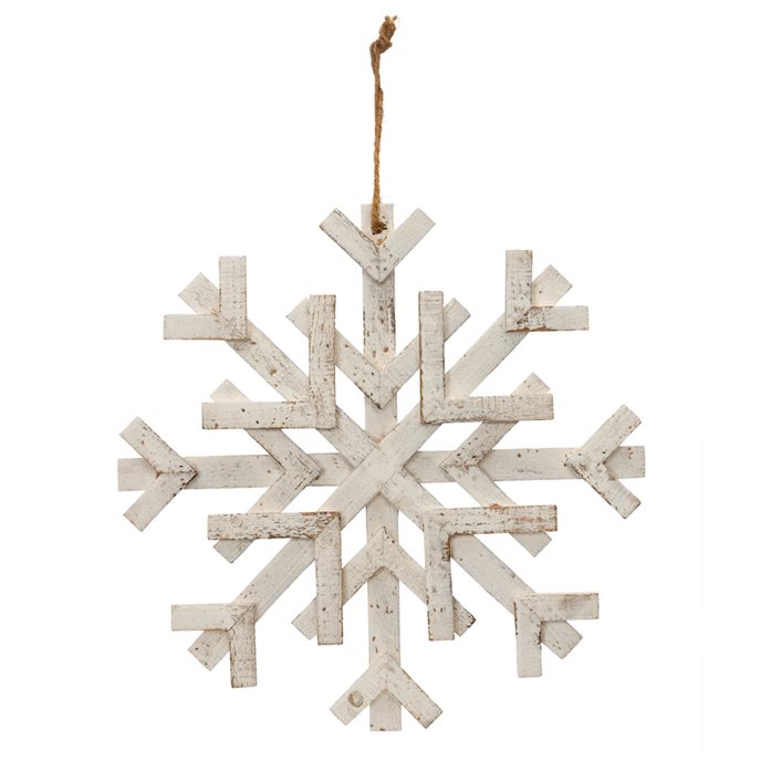 Distressed Fir Wood Snowflake 16"D Thumbnail