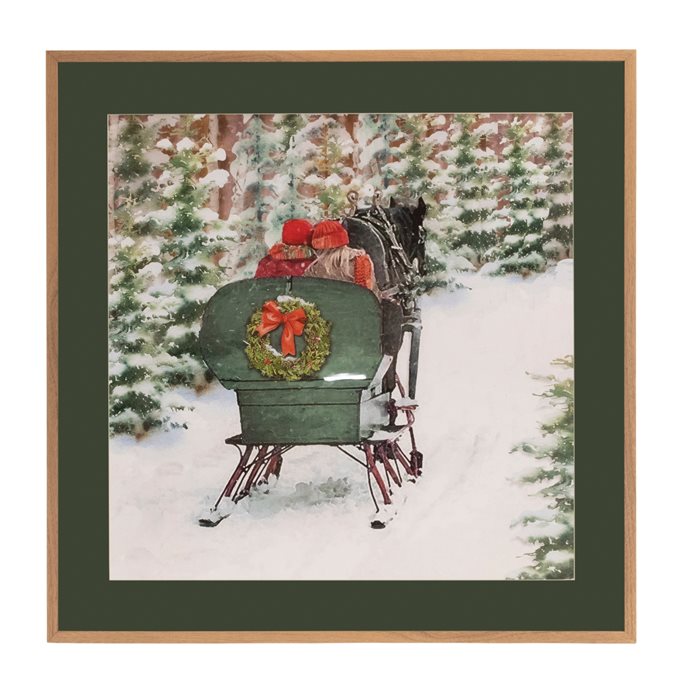 Framed Horse Sleigh Ride Print 23.5"SQ Thumbnail