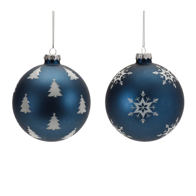 Frosted Navy Glass Ball Ornament (Set of 6) Thumbnail