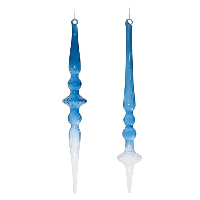 Blue Ombre Glass Finial Drop Ornament (Set of 12) Thumbnail