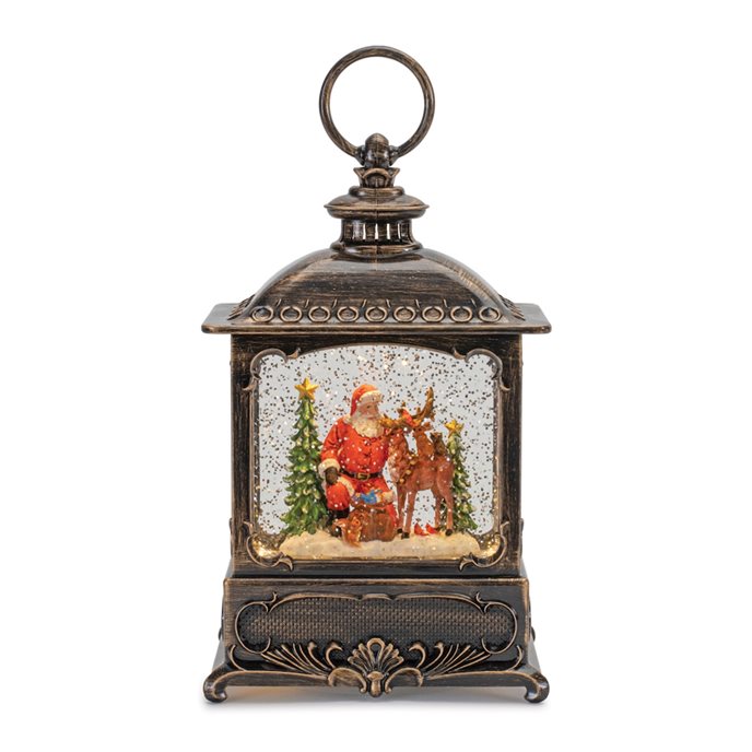 LED Snow Globe Lantern with Woodland Animals 9"H Thumbnail