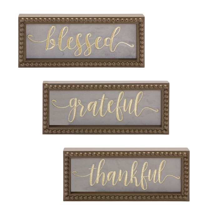 Framed Thankful Grateful Sentiment Sign (Set of 3) Thumbnail