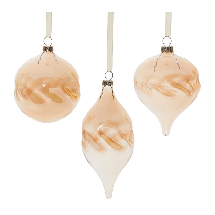 Amber Ombre Wavy Glass Ornament (Set of 12) Thumbnail