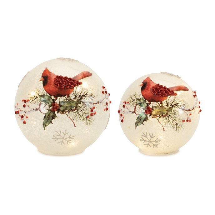 LED Frosted Cardinal Berry Globe (Set of 2) Thumbnail