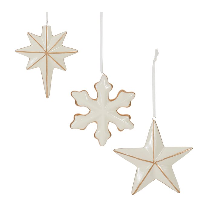 Ceramic Star and Snowflake Ornament (Set of 6) Thumbnail