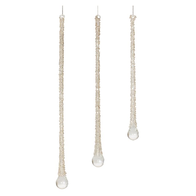 Champagne Beaded Glass Icicle Drop Ornament (Set of 6) Thumbnail