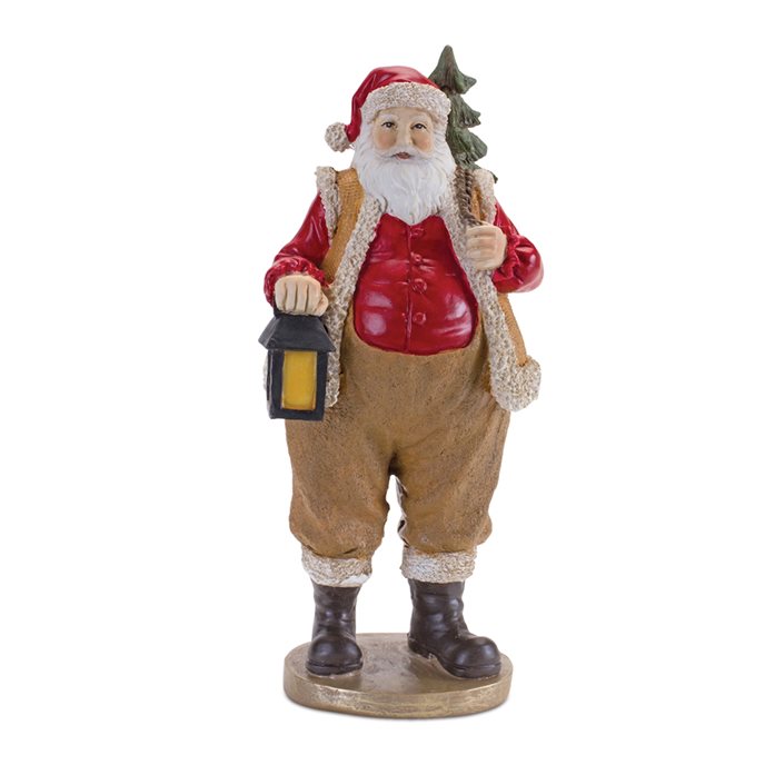 Farmer Santa Figurine with Lantern 9.5"H Thumbnail