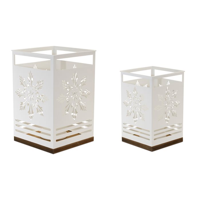 Snowflake Cut-Out Metal Candle Holder (Set of 2) Thumbnail