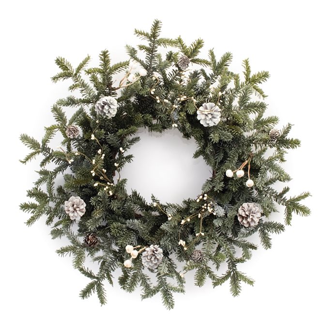 Frosted Pine Cone Berry Wreath 27"D Thumbnail