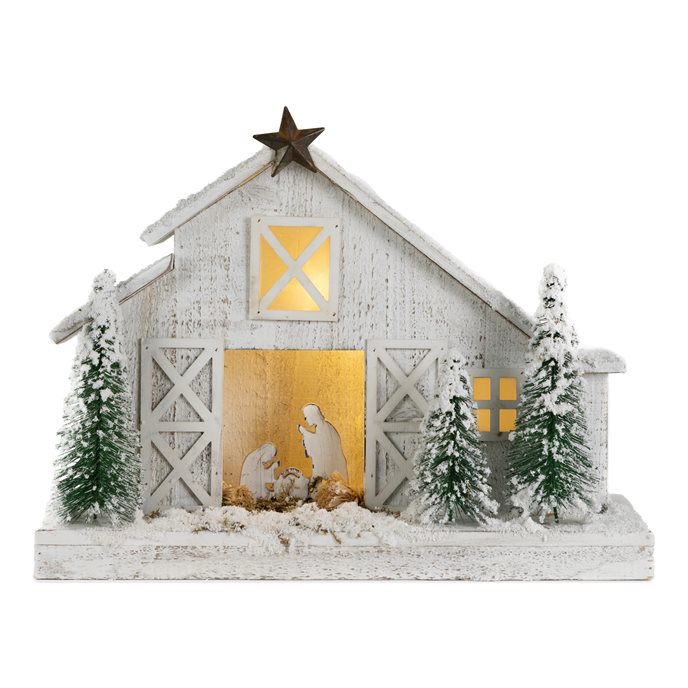 LED Flocked Nativity Stable Display 19.5"L Thumbnail