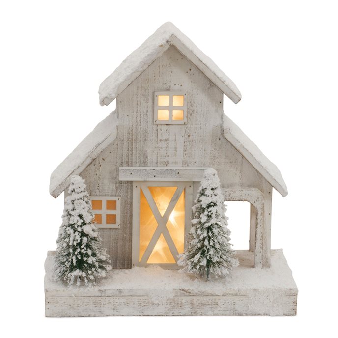 LED Flocked Winter Barn Display 12"H Thumbnail