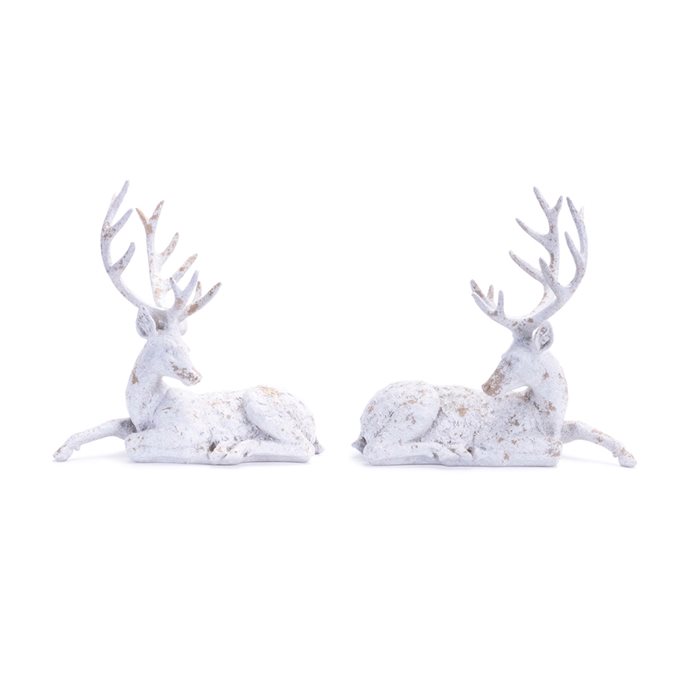 Distressed Winter Deer Statue (Set of 2) Thumbnail