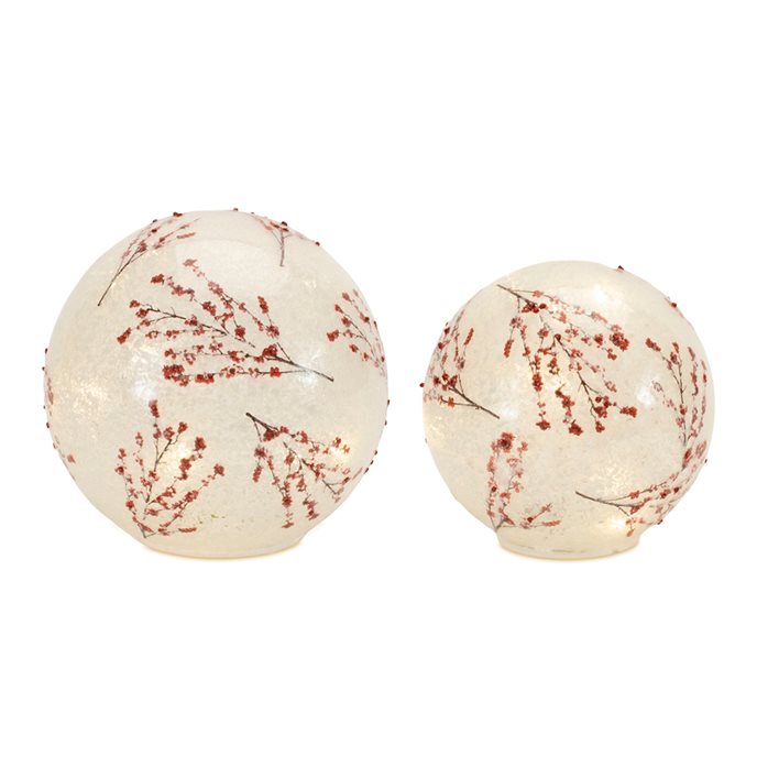 LED Frosted Berry Branch Globes (Set of 2) Thumbnail