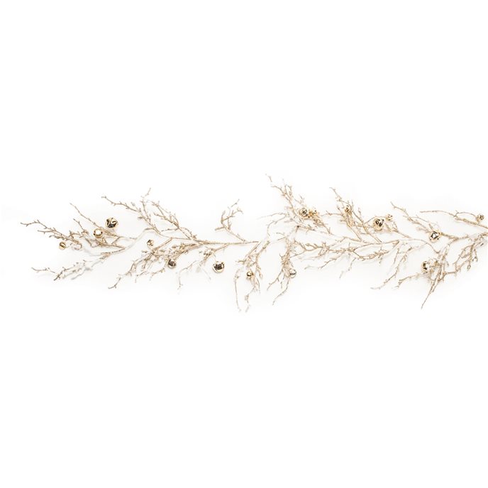 Frosted Sleigh Bell Twig Garland 5.5'L Thumbnail