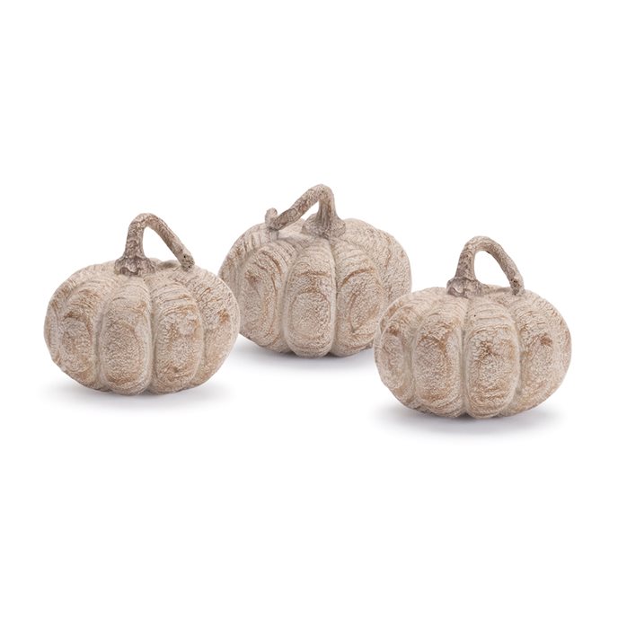 Wood Grain Resin Pumpkin Decor (Set of 3) Thumbnail