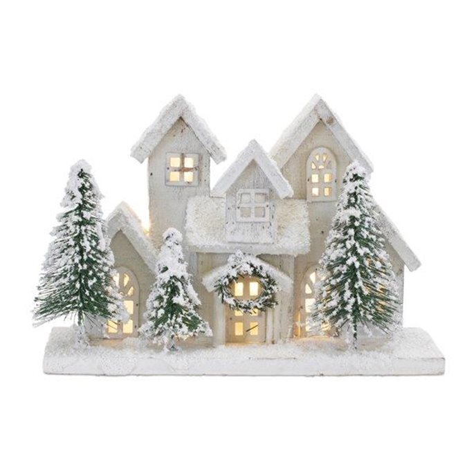 LED Flocked Holiday Village Display 12.5"L Thumbnail