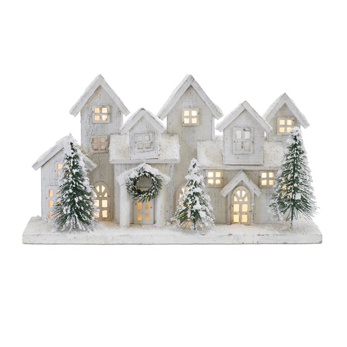 LED Flocked Winter Village Display 17"L Thumbnail