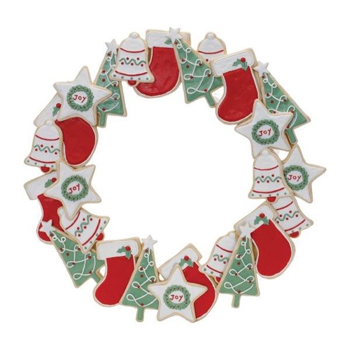 Frosted Holiday Cookie Wreath Decor 16"D Thumbnail