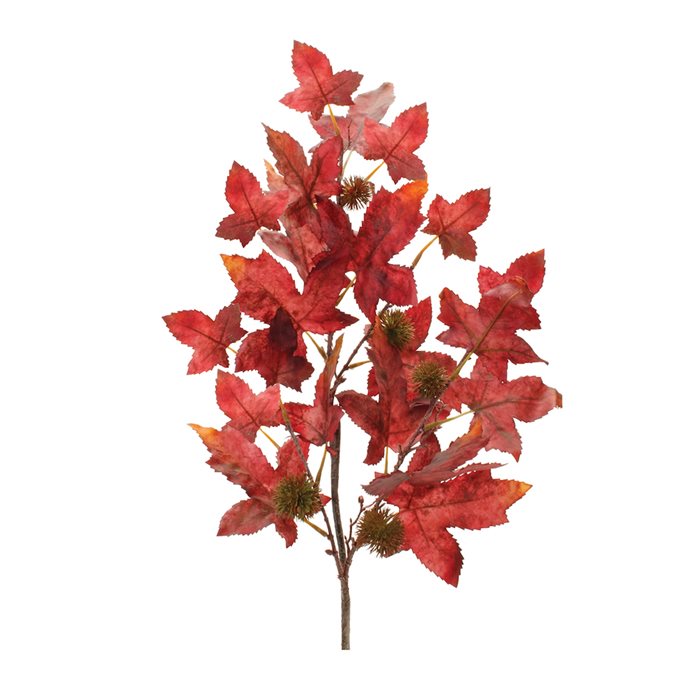 Burgandy Maple Leaf Pinecone Spray (Set of 6) Thumbnail