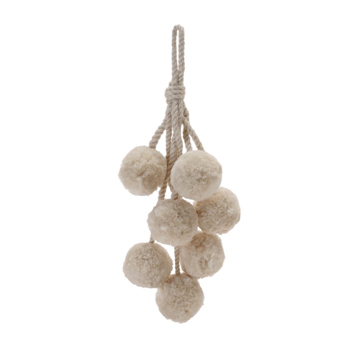 Beige Pom Pom Cluster Drop Ornament (Set of 4) Thumbnail