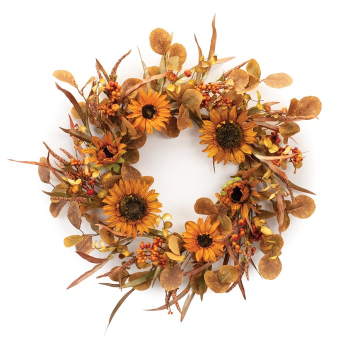 Fall Sunflower Eucalyptus Berry Wreath 24"D Thumbnail