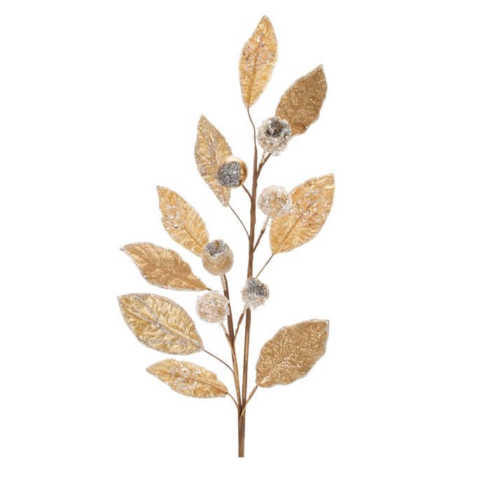 Beaded Gold Leaf Stem (Set of 2) Thumbnail