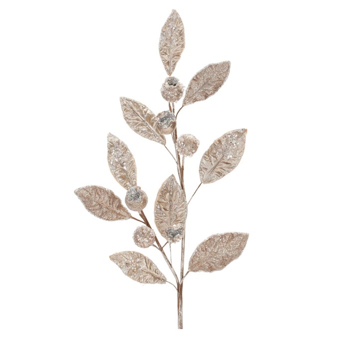 Beaded Silver Leaf Stem (Set of 2) Thumbnail