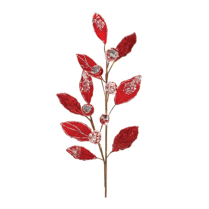 Beaded Red Leaf Stem (Set of 2) Thumbnail