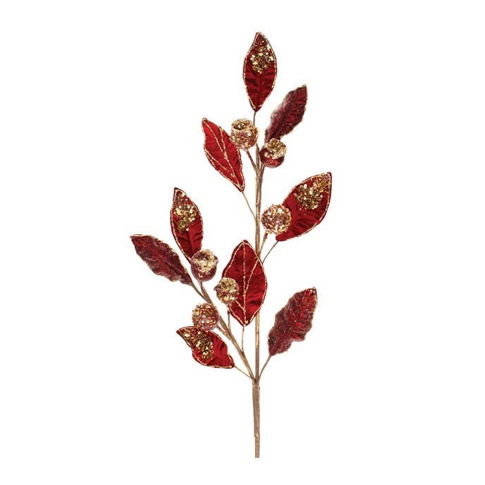 Beaded Burgandy Leaf Stem (Set of 2) Thumbnail