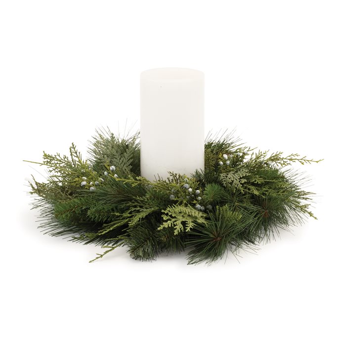 Mixed Pine Juniper Candle Ring 19"D Thumbnail