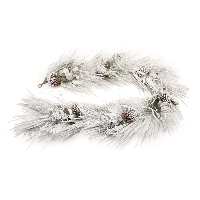 Flocked Mixed Pine Eucalyptus Garland 5.5'L Thumbnail