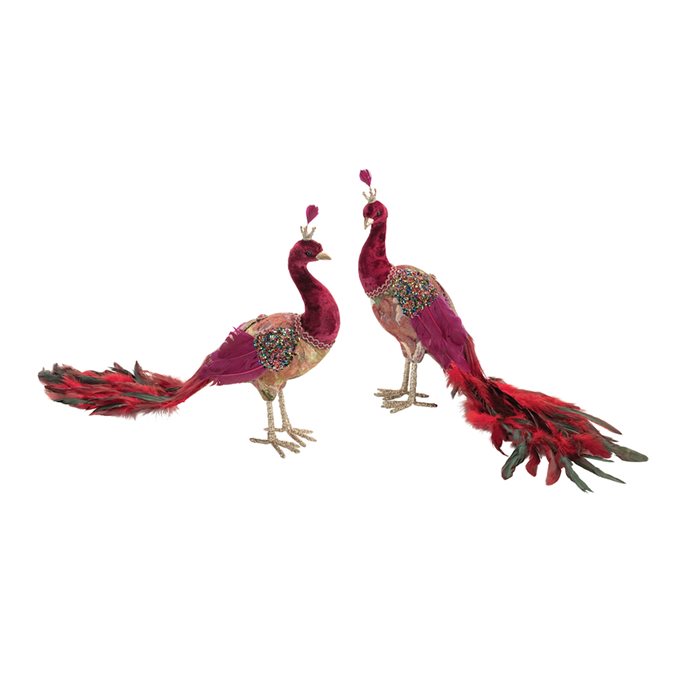 Beaded Royal Peacock Shelf Sitter (Set of 2) Thumbnail