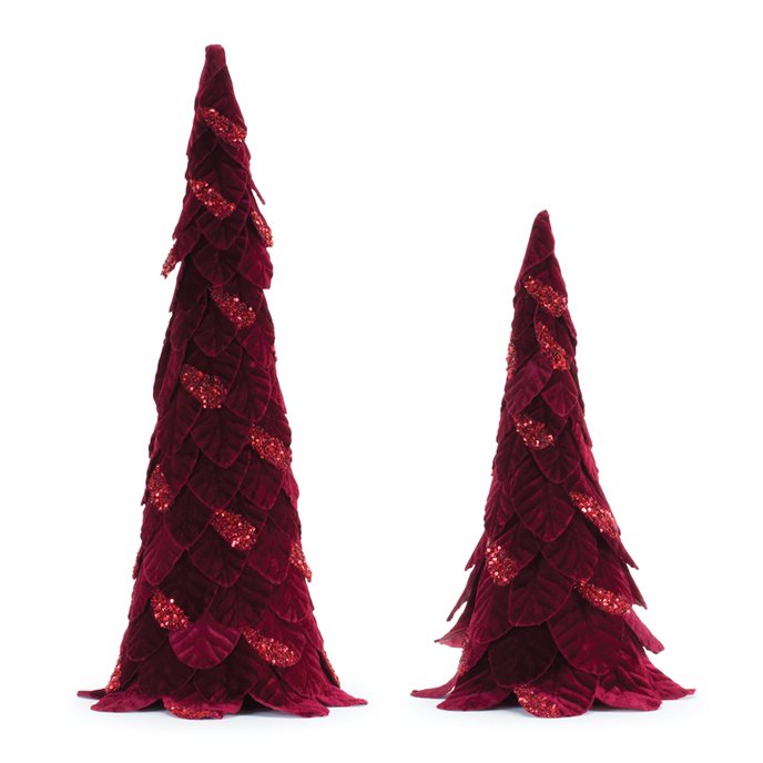 Burgandy Beaded Leaf Pine Tree (Set of 2) Thumbnail