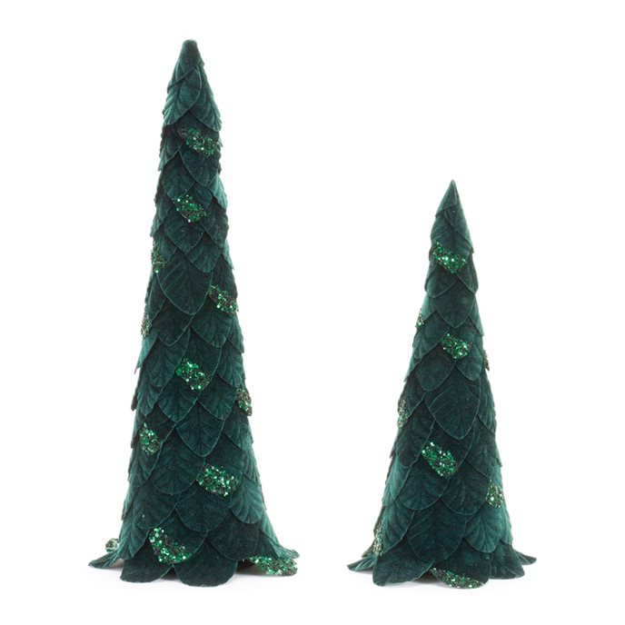 Green Beaded Leaf Pine Tree (Set of 2) Thumbnail